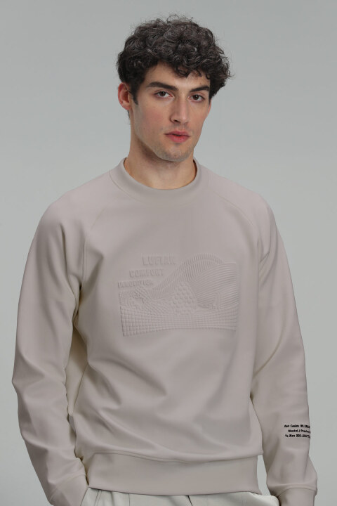 Drake Erkek Sweatshirt Bej - Lufian