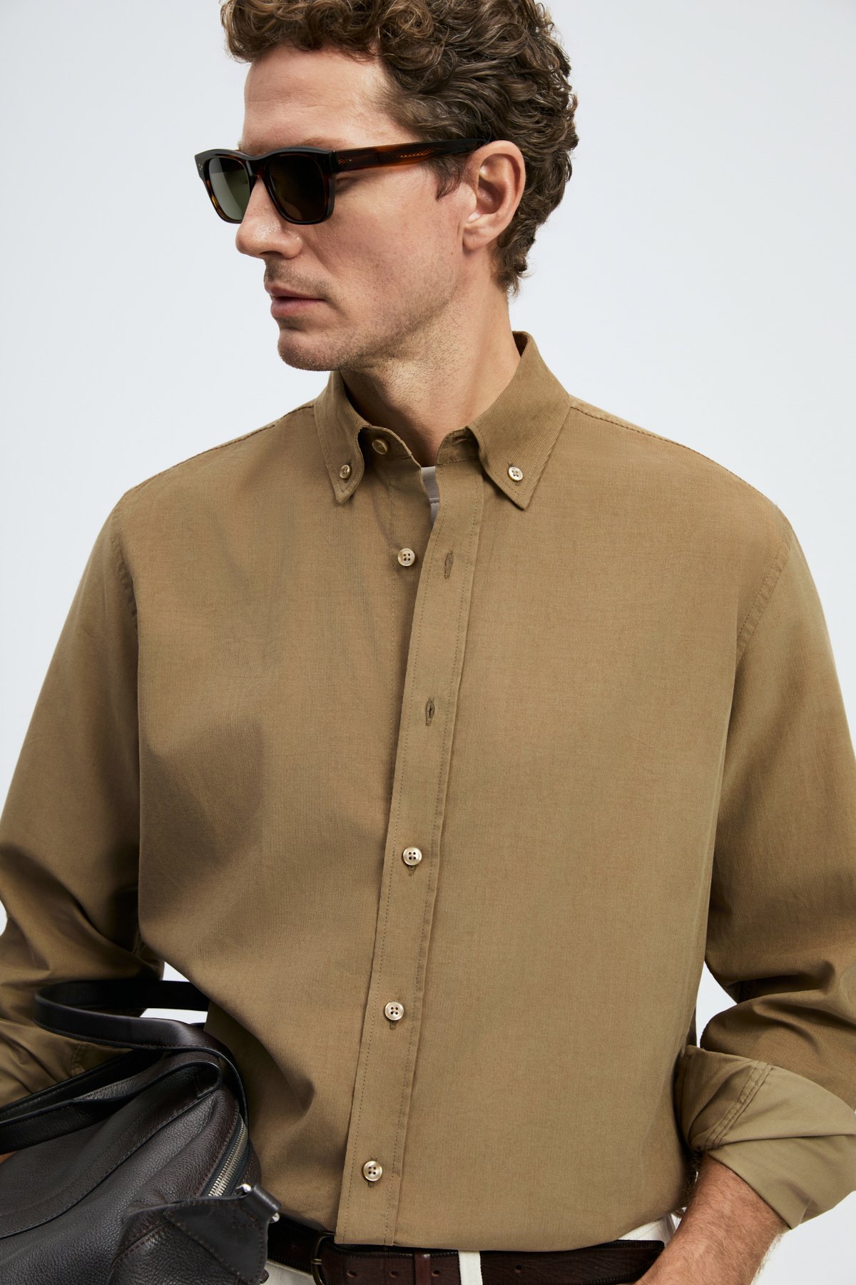 Danıel Men Basic Shirt Regular Fıt Camel - LUFIAN