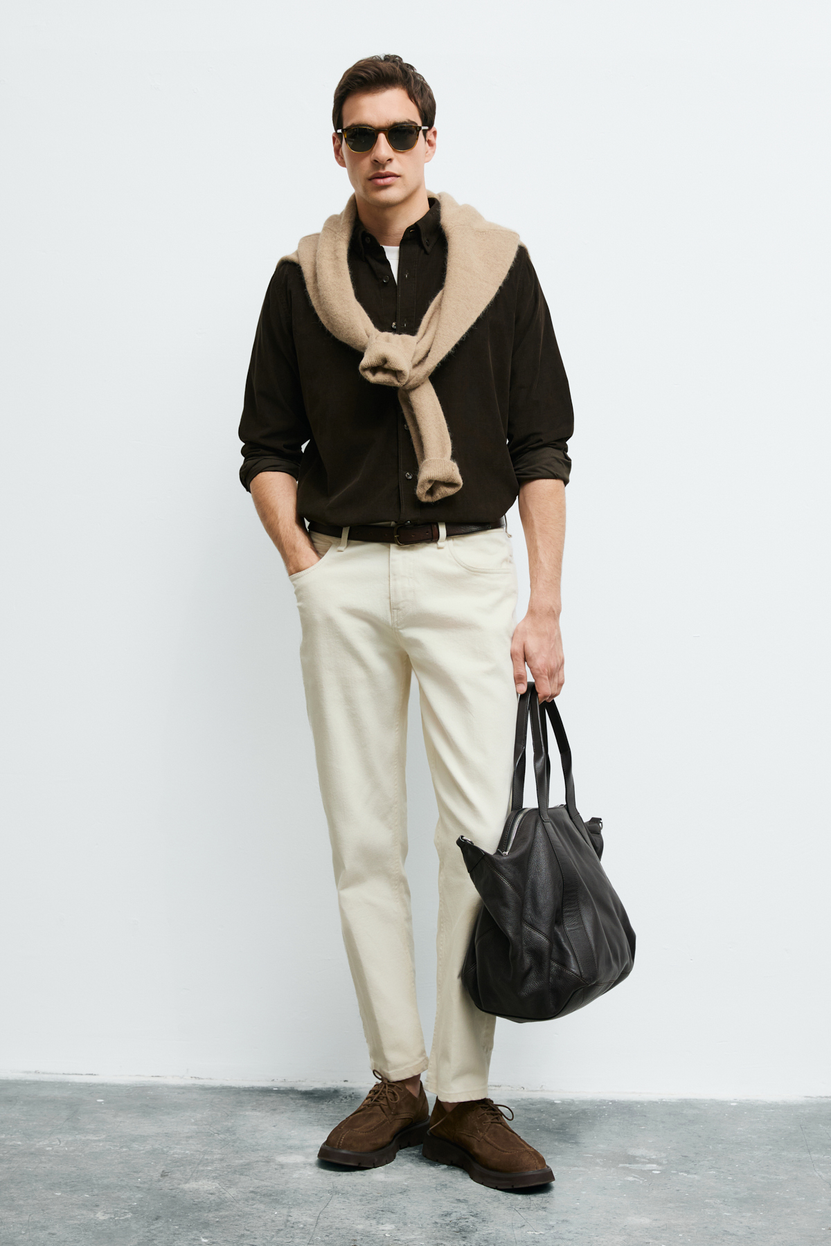 Danıel Men Basic Shirt Regular Fıt Brown - LUFIAN