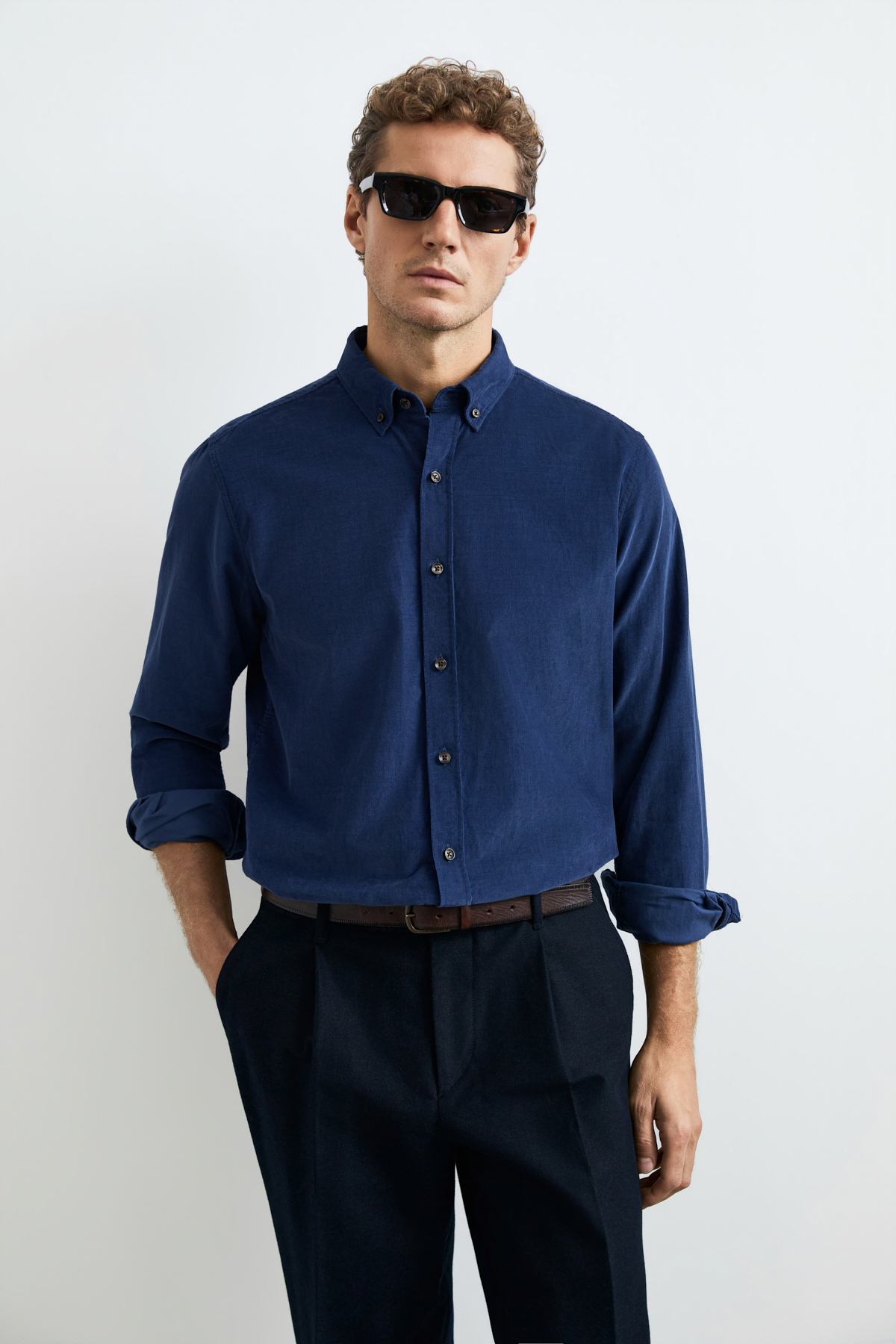 Danıel Men Basic Shirt Regular Fıt Dark Blue - LUFIAN