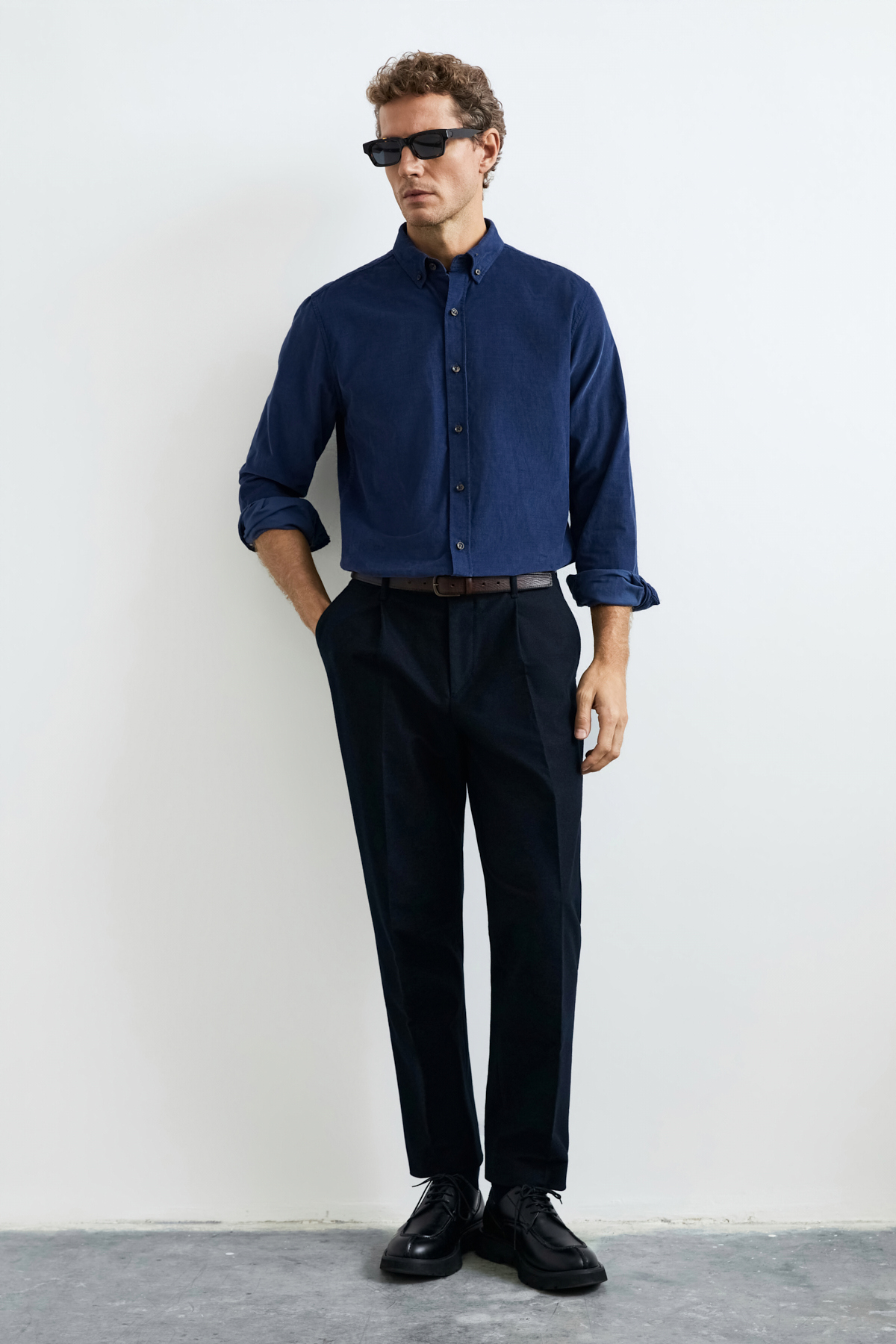 Danıel Men Basic Shirt Regular Fıt Dark Blue - LUFIAN