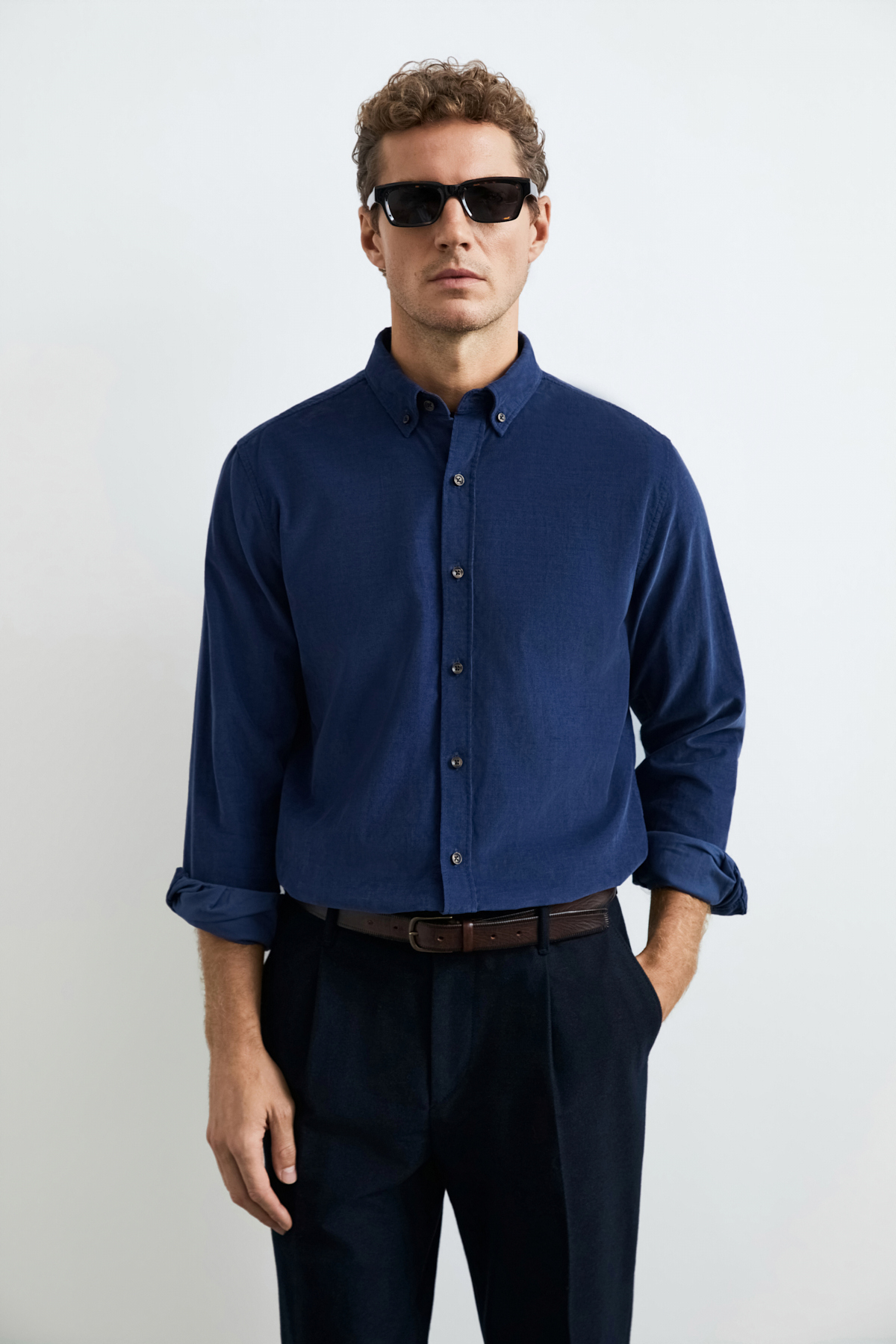 Danıel Men Basic Shirt Regular Fıt Dark Blue - LUFIAN