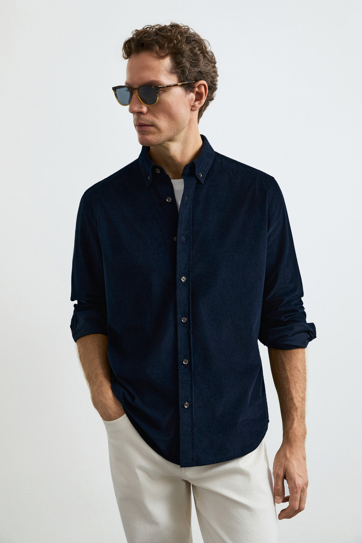 Danıel Men Basic Shirt Regular Fıt Navy - LUFIAN