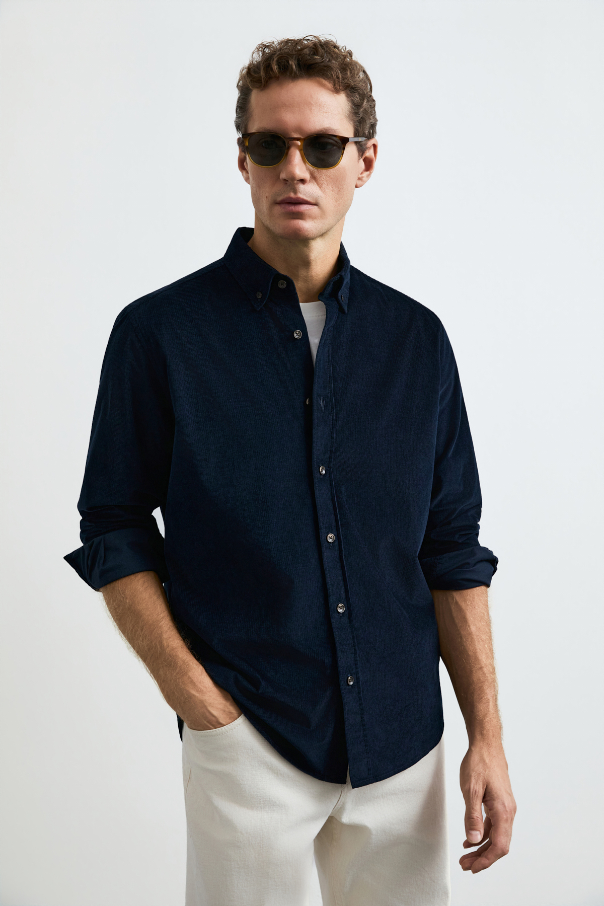 Danıel Men Basic Shirt Regular Fıt Navy - LUFIAN