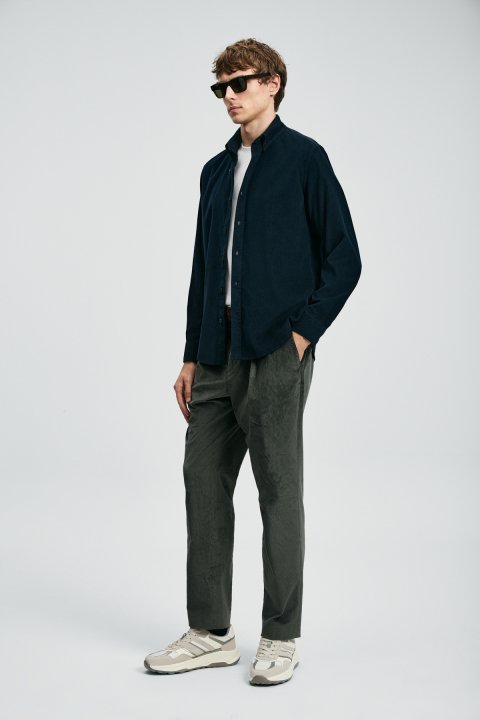 Drew Erkek Basic Gömlek Regular Fit Lacivert - LUFIAN