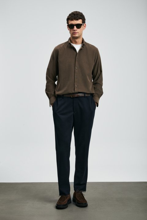 Drew Men's Basic Shirt Regular Fit Khaki - Lufian