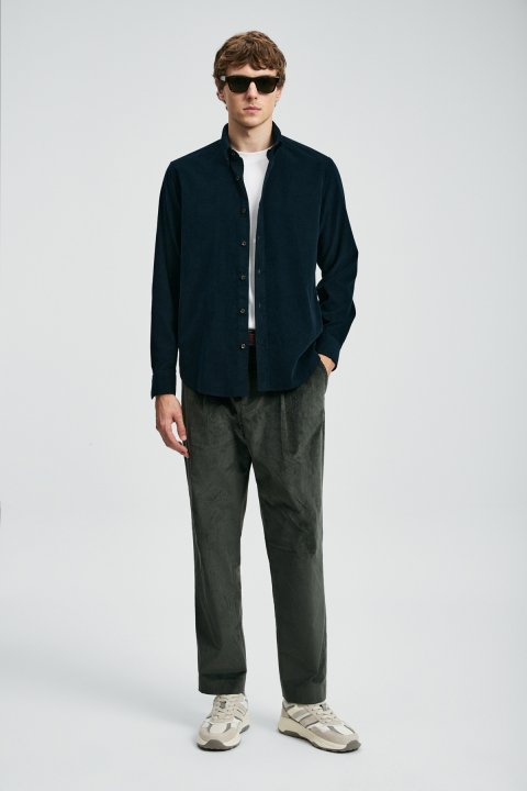 Drew Men's Basic Shirt Regular Fit Navy Blue - Lufian (1)