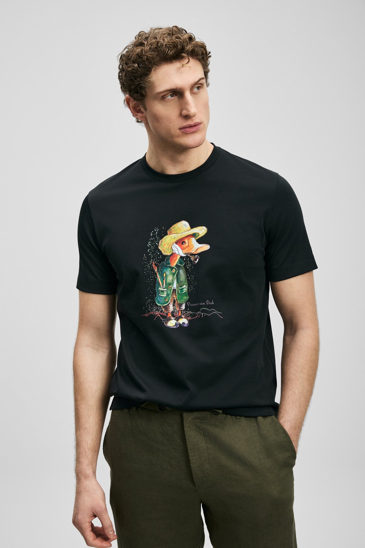 Duck Modern Grafik Tişört Siyah - Lufian