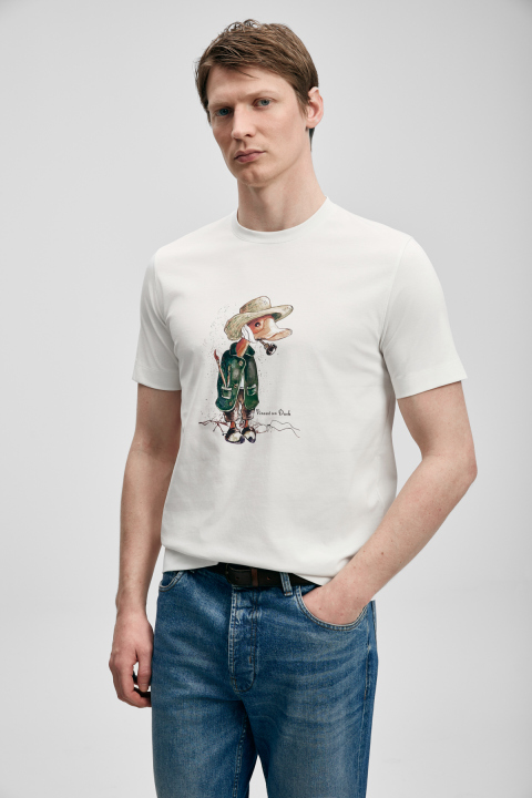 Duck Modern Graphic T-Shirt Off White - Lufian