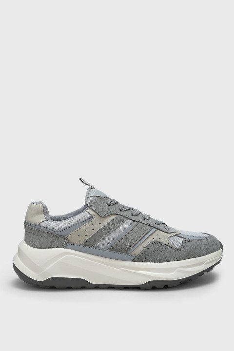 Eduard Men's Leather Sneaker Shoes Gray - LUFIAN