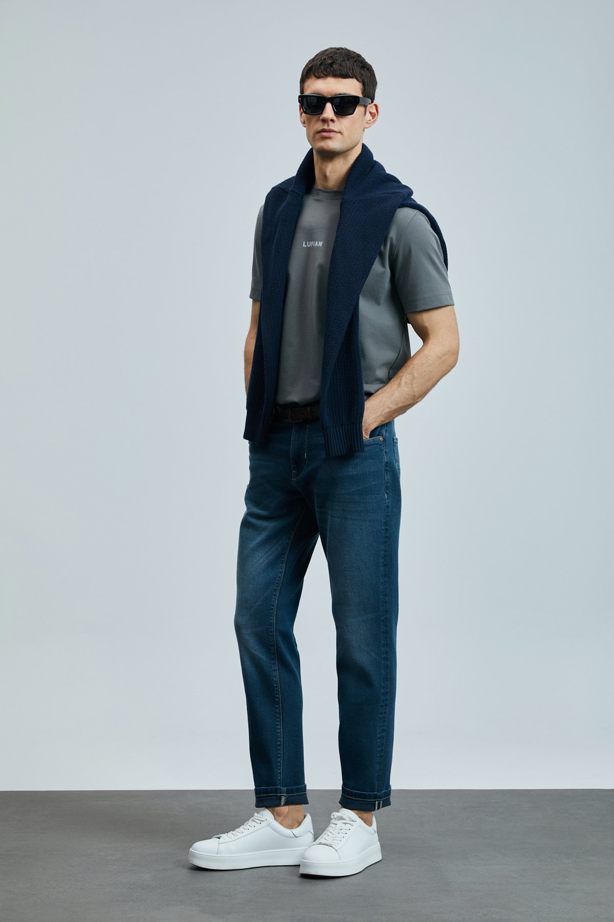 Eduard Smart Jean Erkek Pantolon Slim Fit Mavi - Lufian