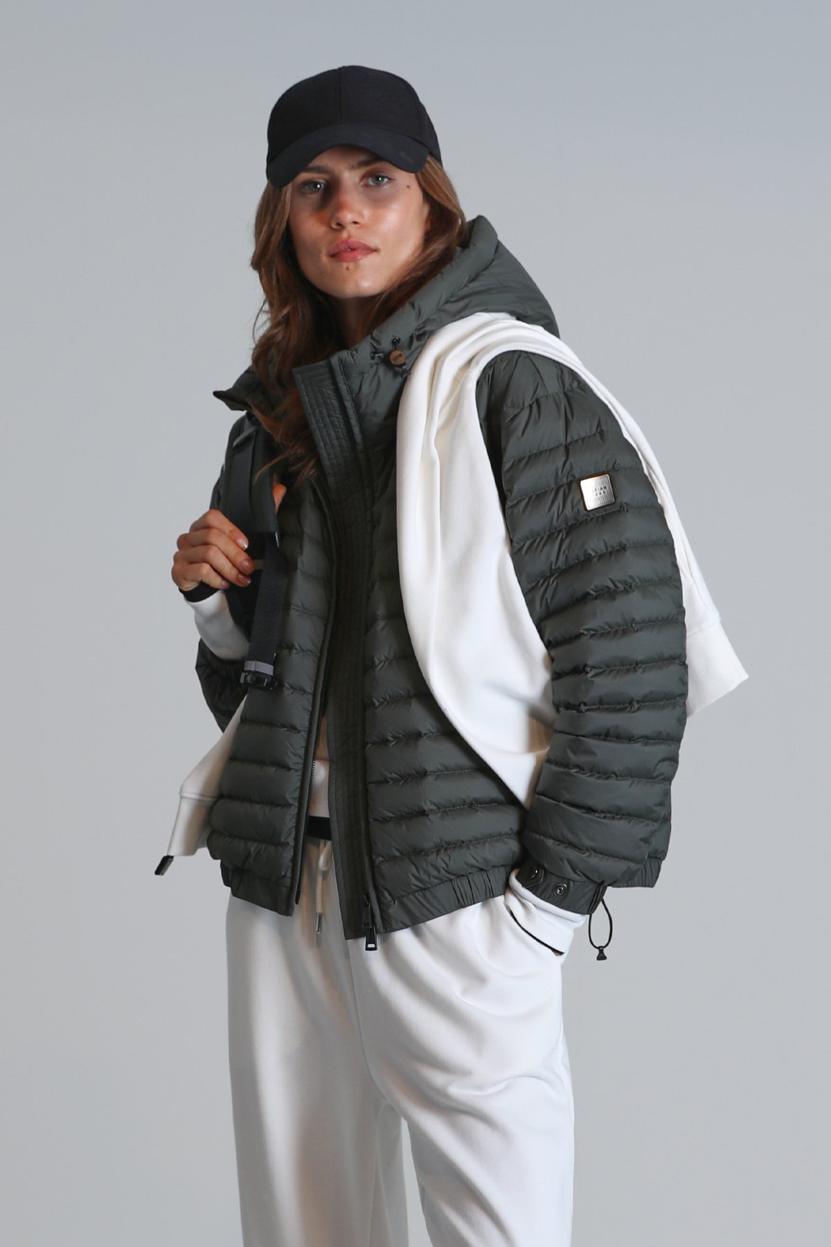 Elen Kaz Tüyü Kadın Mont Yeşil - Lufian