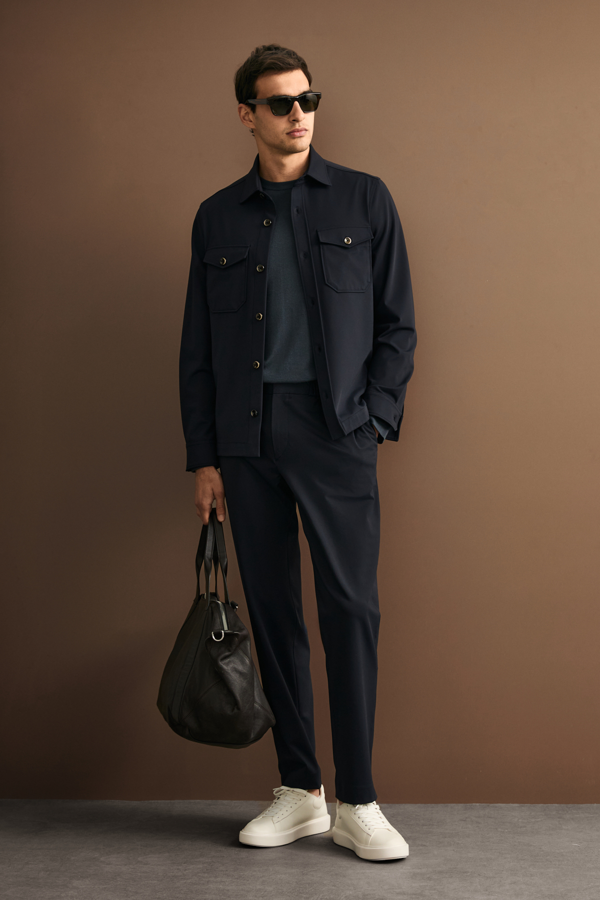 Men's Lıghtweıght Shırt Jacket Regular Fıt Navy - LUFIAN