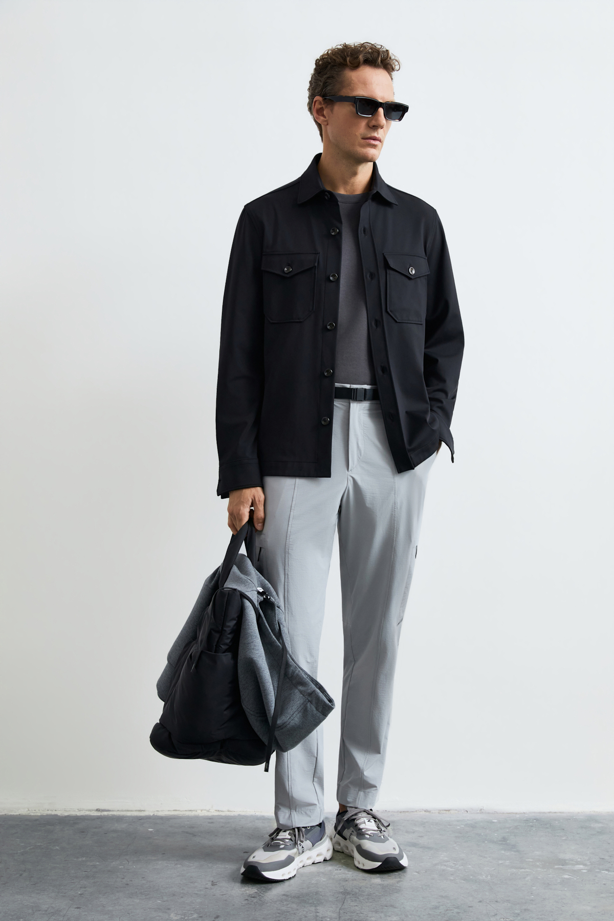 Men's Lıghtweıght Shırt Jacket Regular Fıt Black - LUFIAN