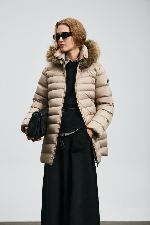 Elıt Kaz Tüyü Kadın Mont Bej - Lufian