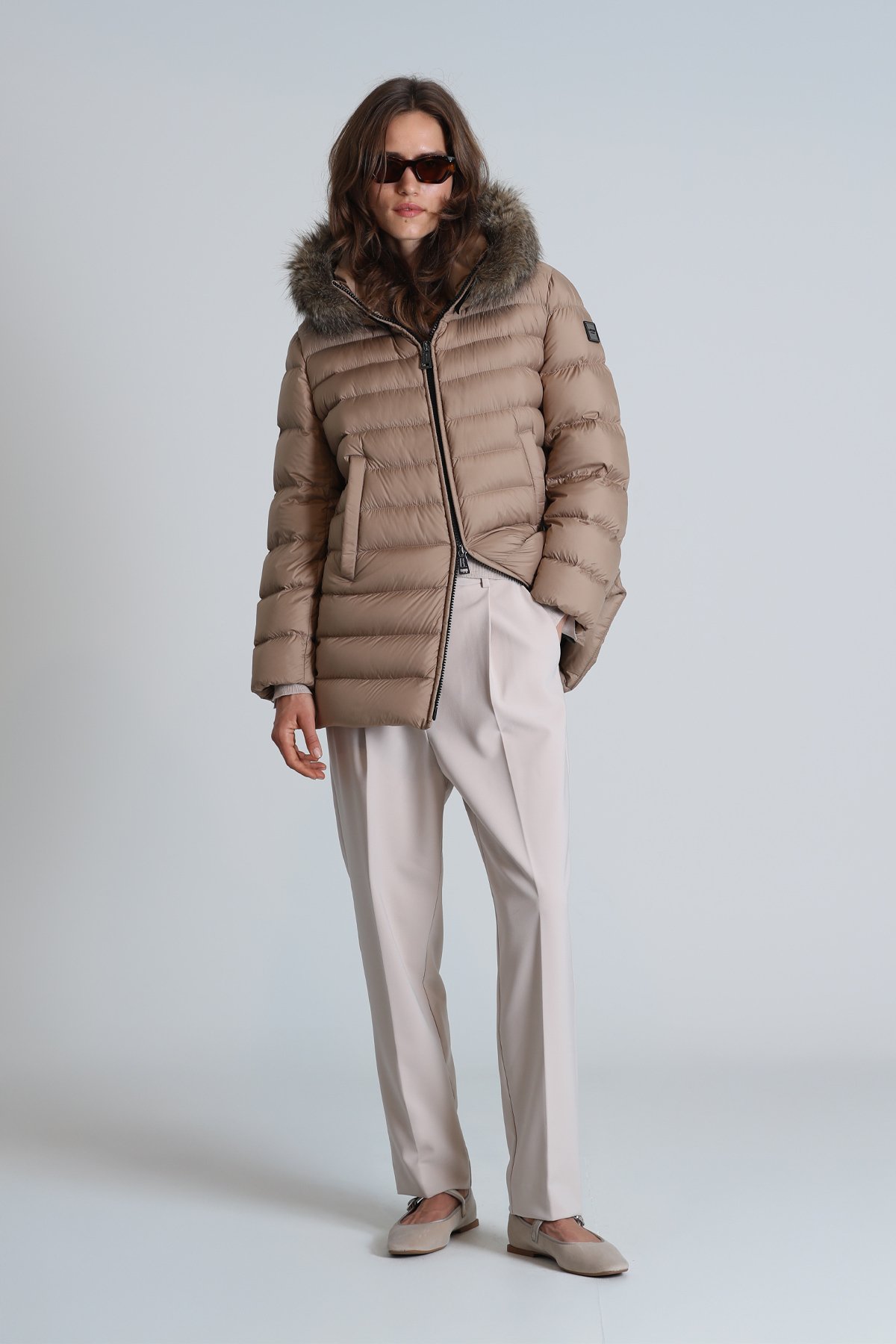Elıt Goose Down Women's Coat Beige - LUFIAN (1)