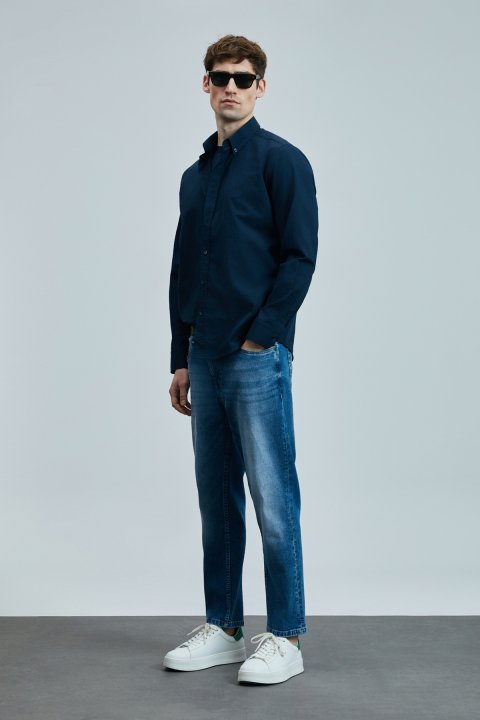 Ellery Men's Basic Shirt Regular Fit Navy Blue - LUFIAN