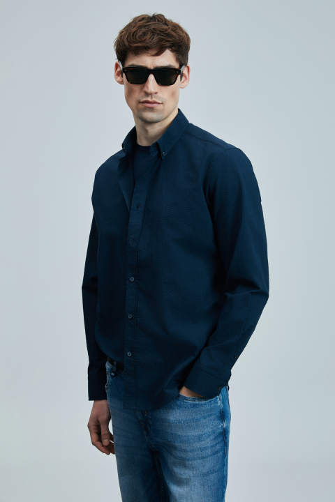 Ellery Men's Basic Shirt Regular Fit Navy Blue - LUFIAN (1)