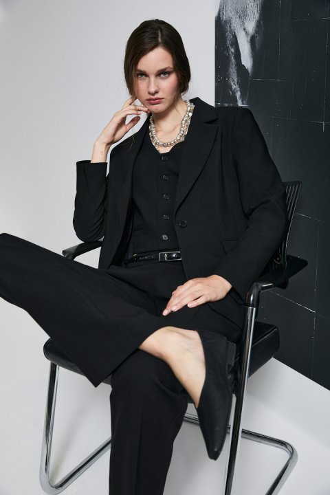 Elvıs Kadın Ceket Regular Fit Siyah - Lufian