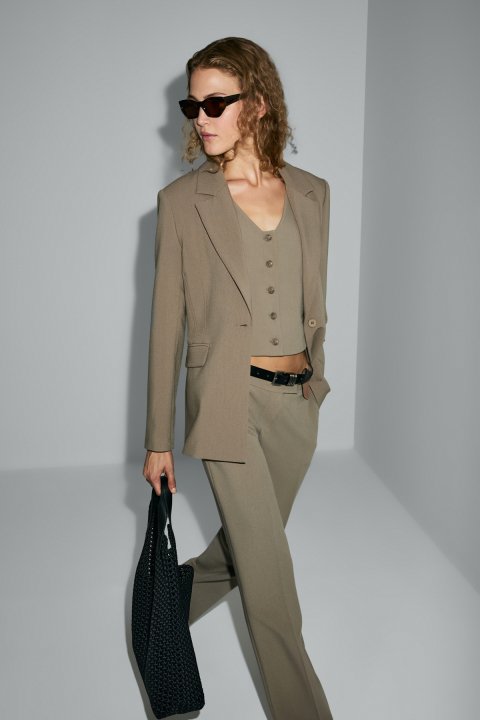 Elvıs Kadın Ceket Regular Fit Vizon - Lufian