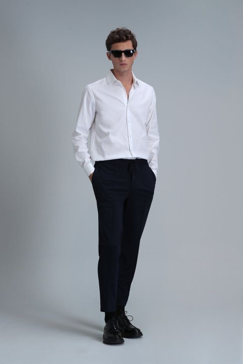 Emir Erkek Basic Gömlek Comfort Slim Fit Beyaz - Lufian (1)