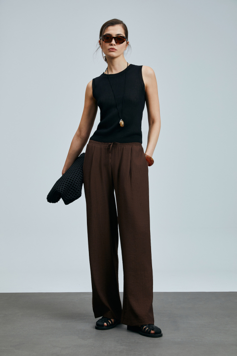 Emma Kadın Keten Karışımlı Kazak Siyah - Lufian (1)