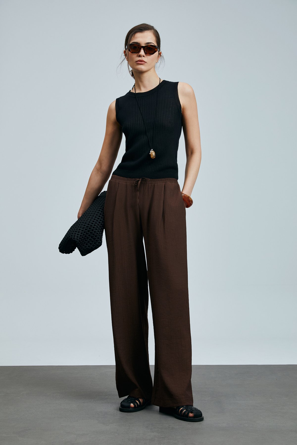 Emma Kadın Keten Karışımlı Kazak Siyah - Lufian (1)