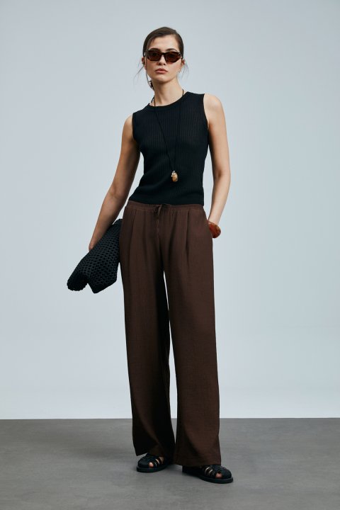 Emma Kadın Keten Karışımlı Kazak Siyah - Lufian (1)