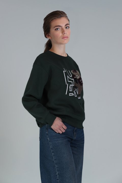 Pıtcher Kadın Örme Sweatshırt Çimen Yeşili - Lufian