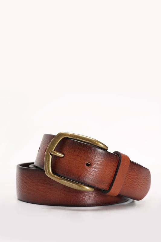 %100 Deri Erkek Kemer Mens Leather Belt Taba - 1