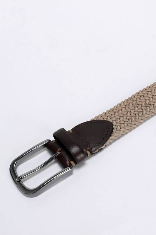 100% Polyester Men's Belt Mens Knitting Belt Beıge - 2