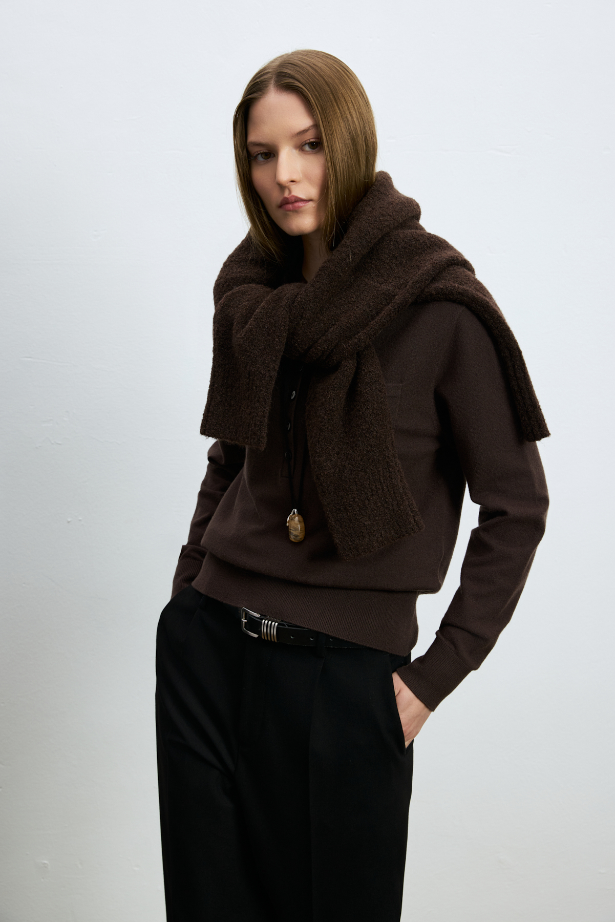 35% Acrylıc 27% Polyester 21%ptt 9% Nylon 6% Camel 2% Spandex Brown - LUFIAN