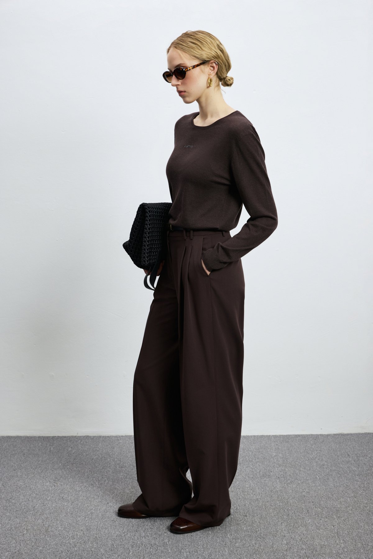 35% Acrylıc 27% Polyester 21%ptt 9% Nylon 6% Camel 2% Spandex Dark Brown - LUFIAN