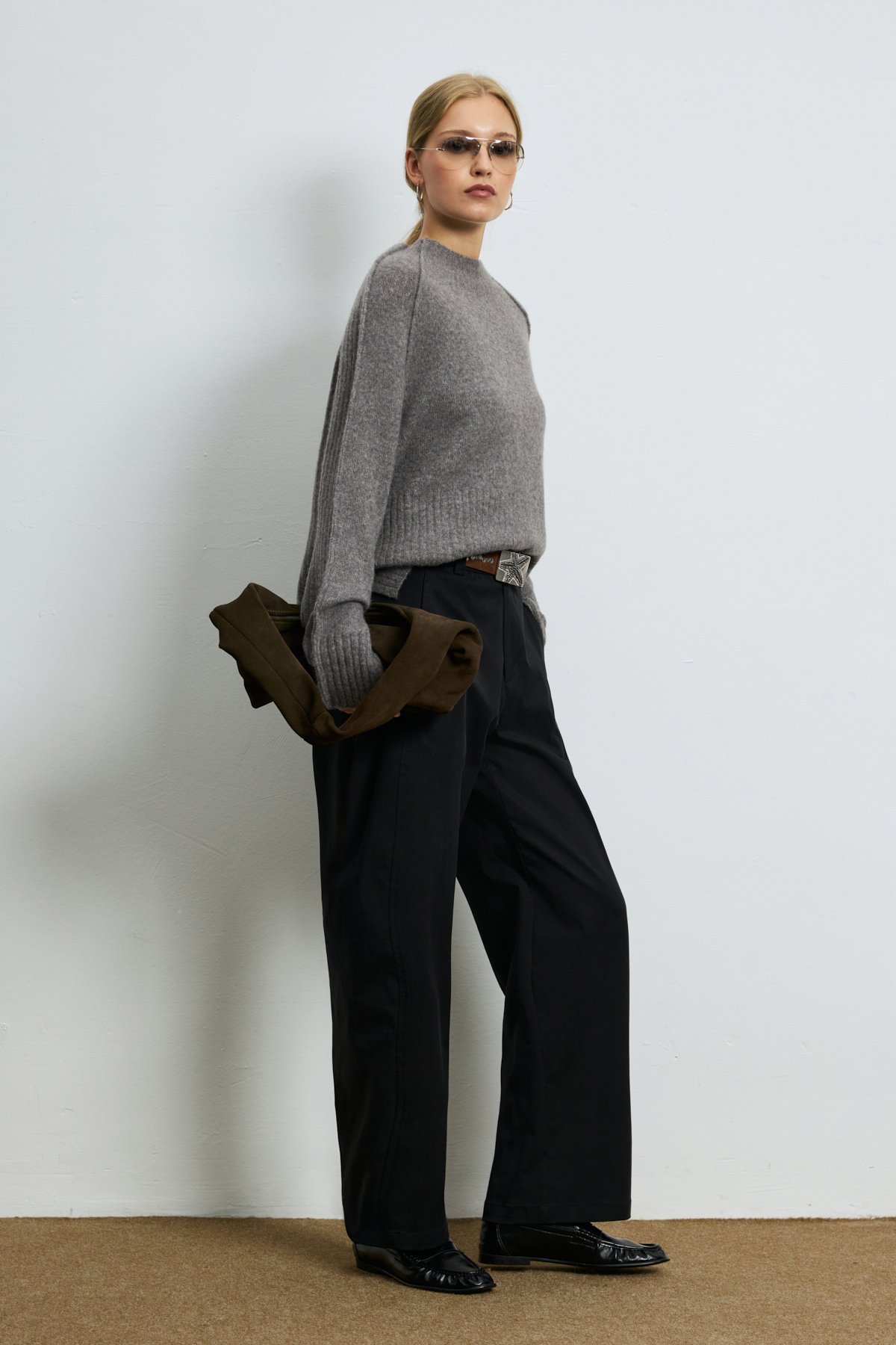 35% Acrylıc 27% Polyester 21%ptt 9% Nylon 6% Camel 2% Spandex Dark Grey - LUFIAN