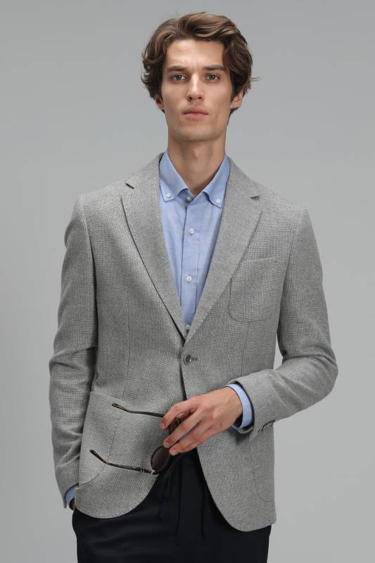 54% Polyester 37% Wool 9% Viscose Woven Men's Jacket Sports Mens Blazer Jacket Slım Fıt Grey - 1