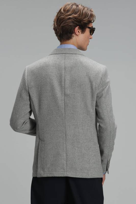 54% Polyester 37% Wool 9% Viscose Woven Men's Jacket Sports Mens Blazer Jacket Slım Fıt Grey - 5