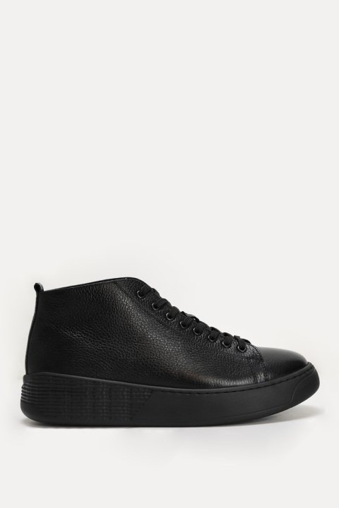 Aden Mens Leather Shoes Black - Lufian