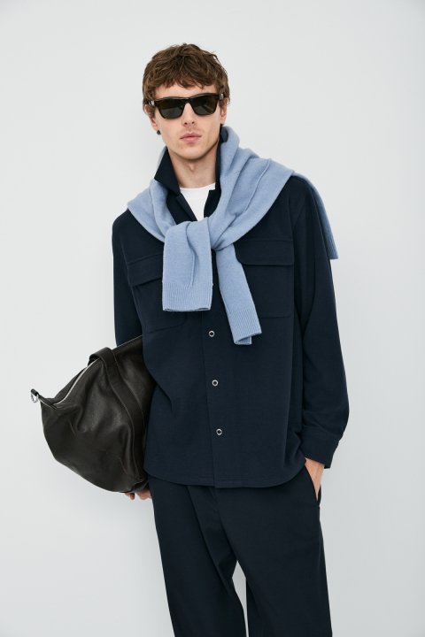 Ador Men Basic Shirt Regular Fıt Navy - Lufian