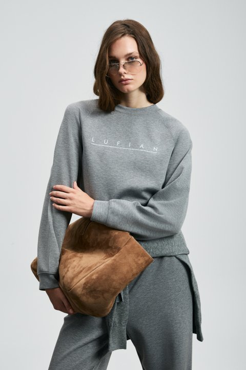Adrıana Women's Knitted Sweatshirt Gray - LUFIAN