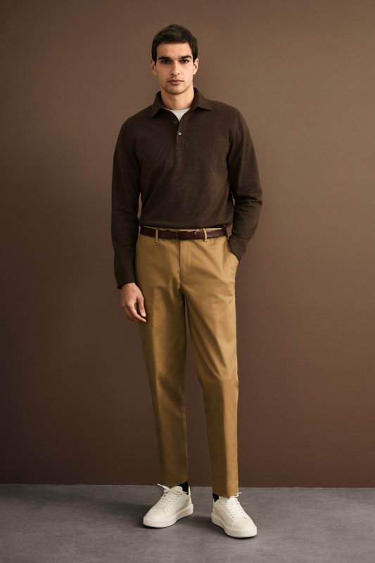 Smart Mens Chino Pants Slım Fıt Camel
