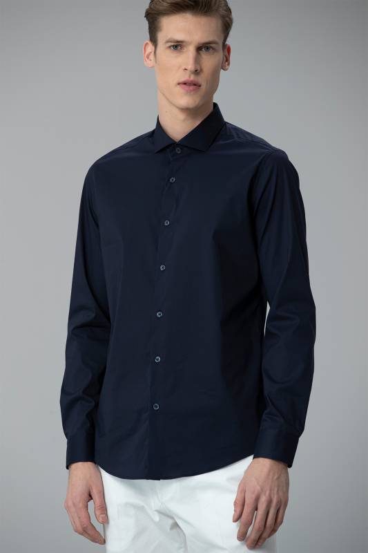 Aidan Mens Smart Shirt Slım Fıt Navy - 1