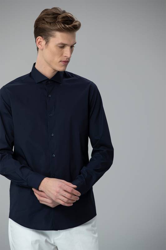 Aidan Mens Smart Shirt Slım Fıt Navy - 4