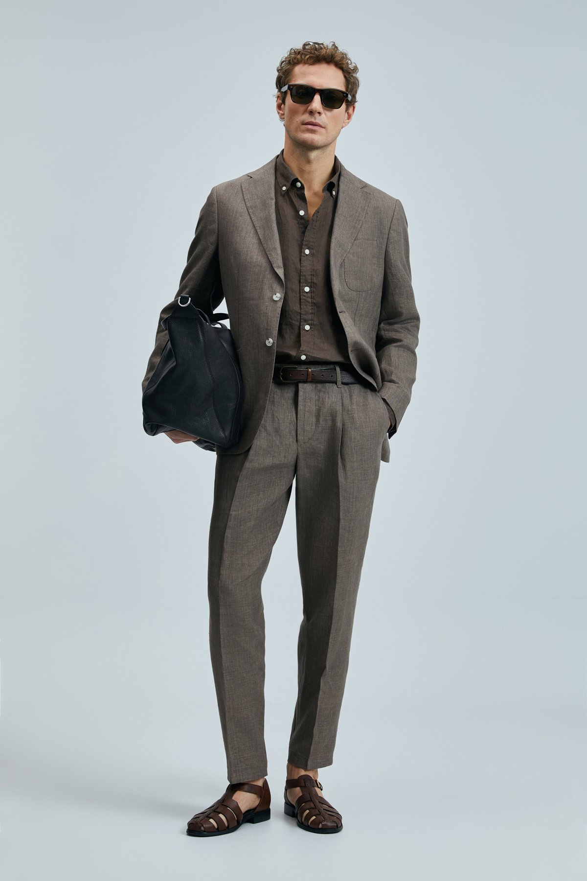 Alberto Smart Mens Chino Pants Brown - Lufian