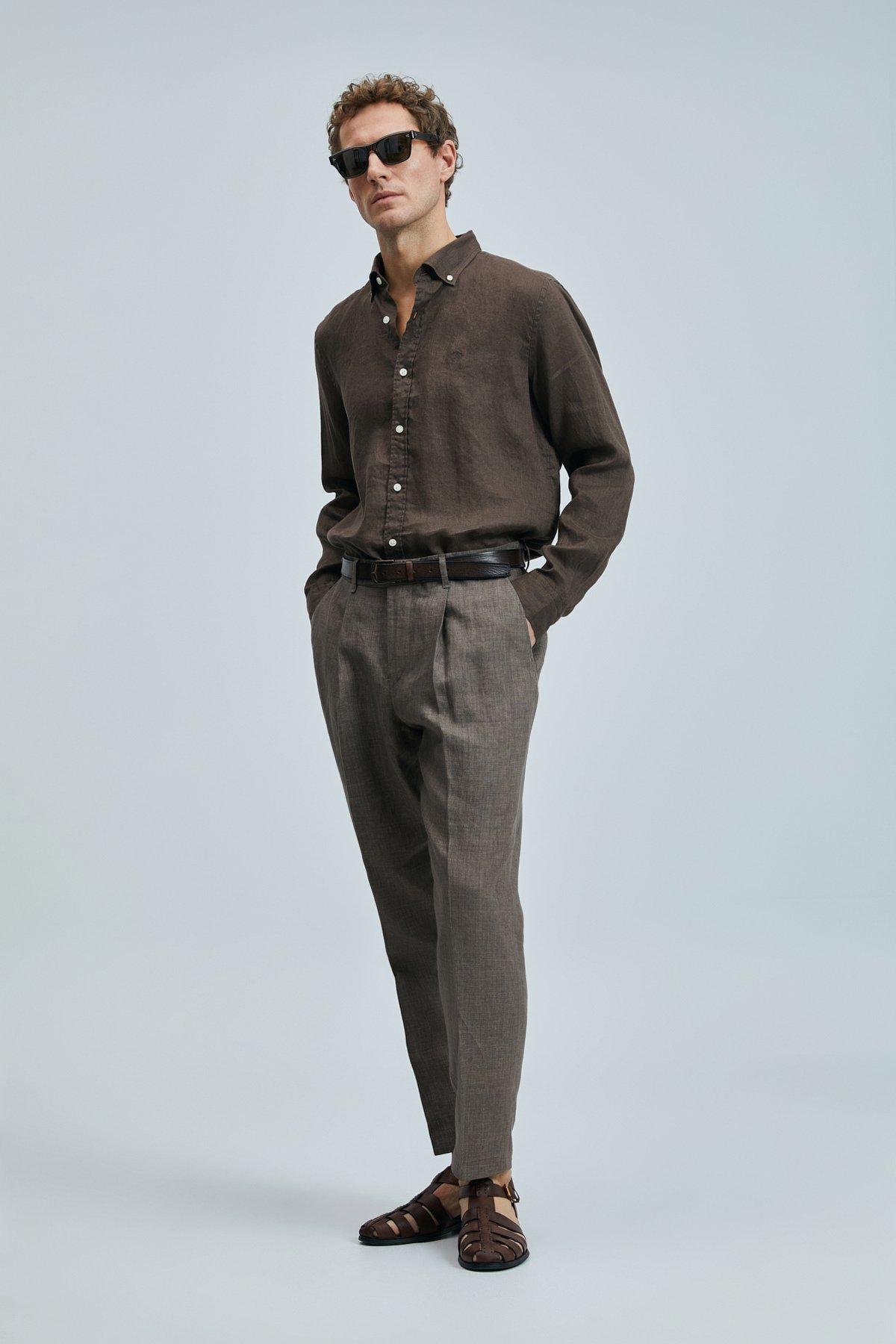 Alberto Smart Mens Chino Pants Brown - Lufian (1)