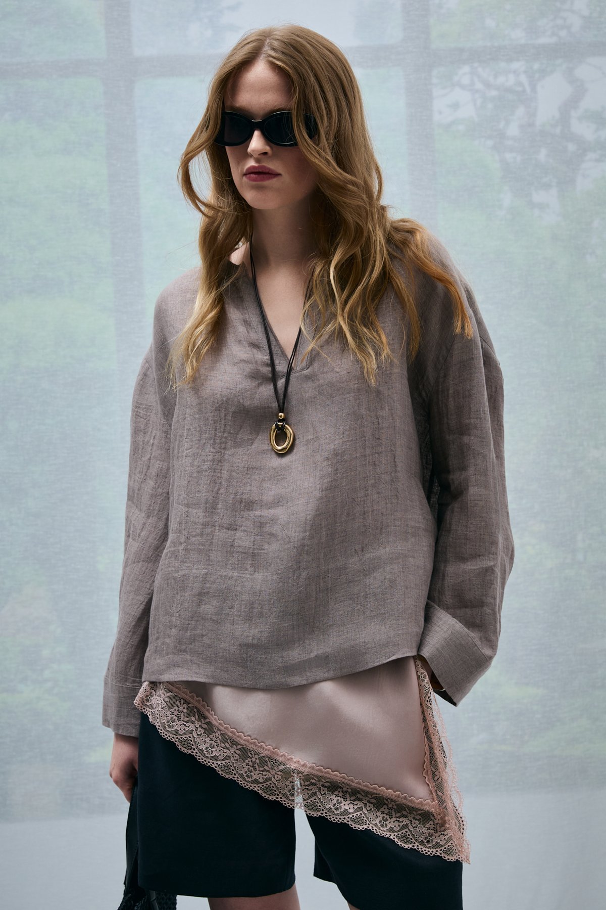 Alessı Women's Blouse Mink - LUFIAN