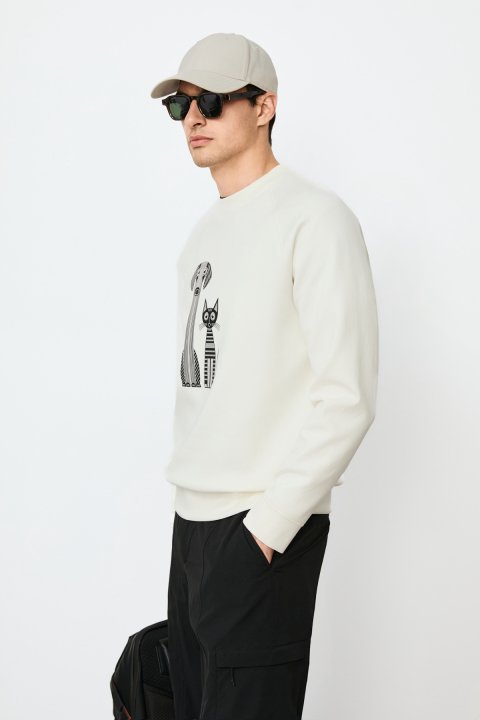 Male Sweatshirt Off Whıte - Lufian