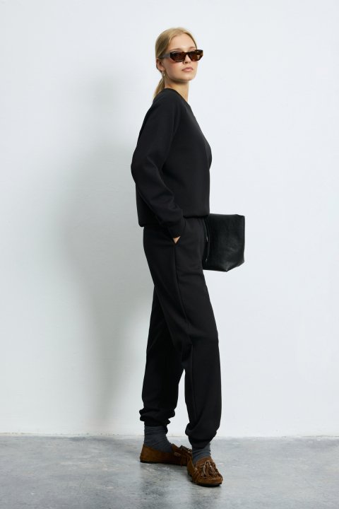 Woman Knitting Sweatsh Black - LUFIAN