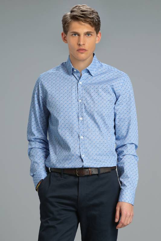 Allen Mens Smart Shirt Slım Fıt Sax - 1