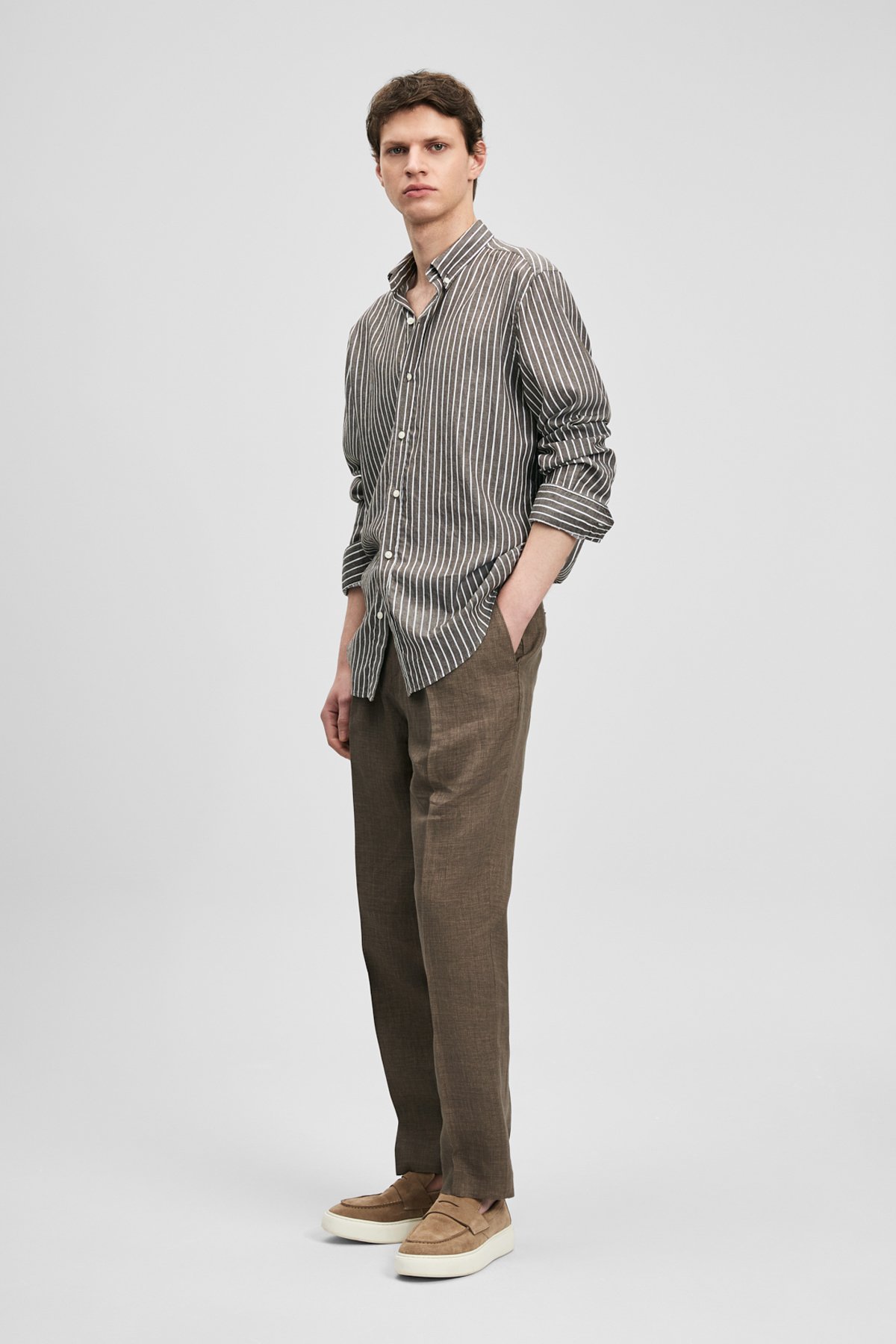 Amber Men's Basic Shirt Regular Fit Brown - LUFIAN
