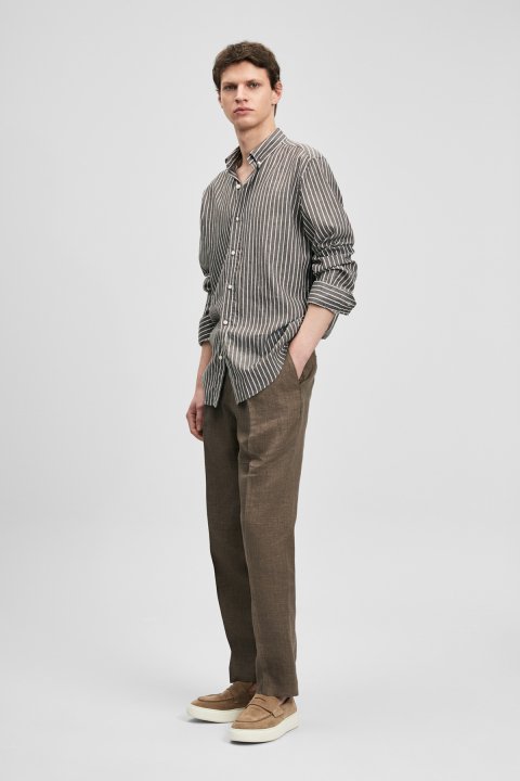 Amber Men's Basic Shirt Regular Fit Brown - LUFIAN